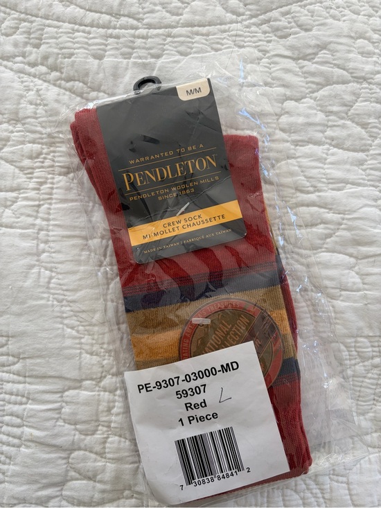 Pendleton Other - Pendleton Red Crew Socks with Striped Accent